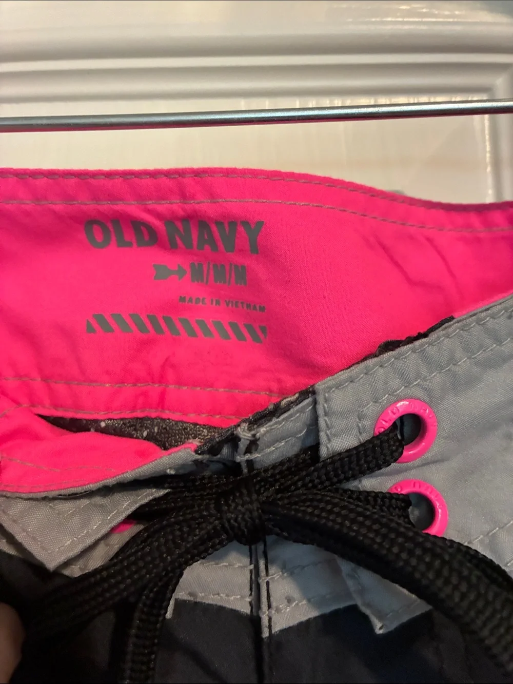 Old Navy Black Swim Trunks with White Shark Print